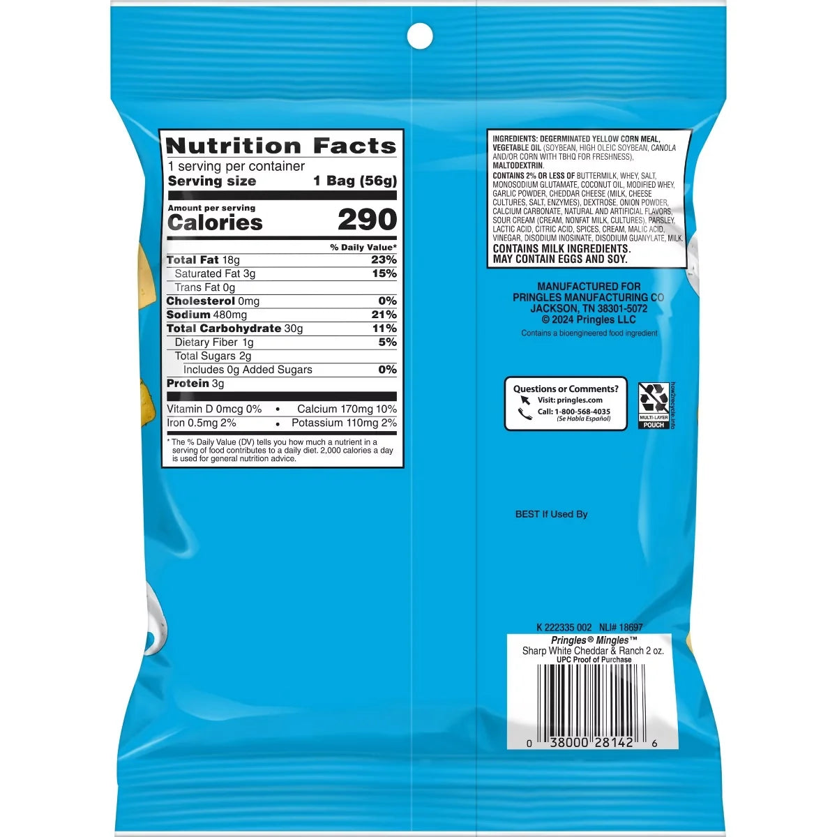 Pringles Mingles Sharp White Cheddar & Ranch - 2oz