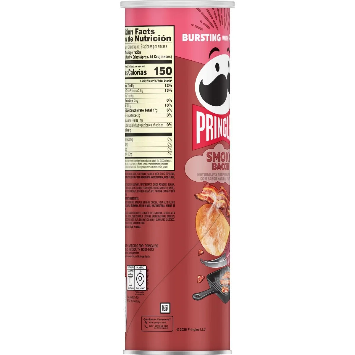 Pringles Super Stack Smoky Bacon Potato Crisps Chips - 5.5oz