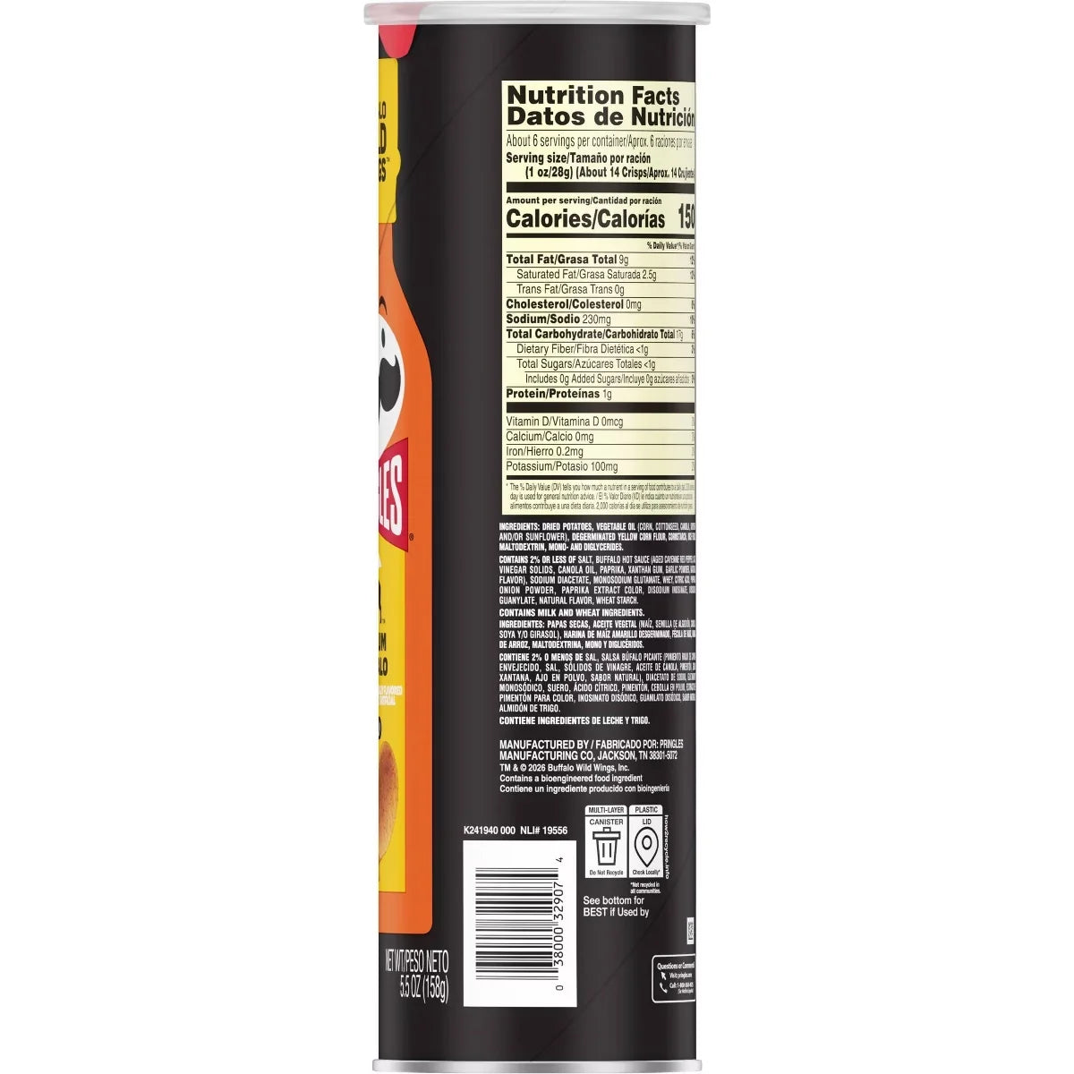 Pringles Buffalo Wild Wings Medium Buffalo Crisps Chips - 5.5oz