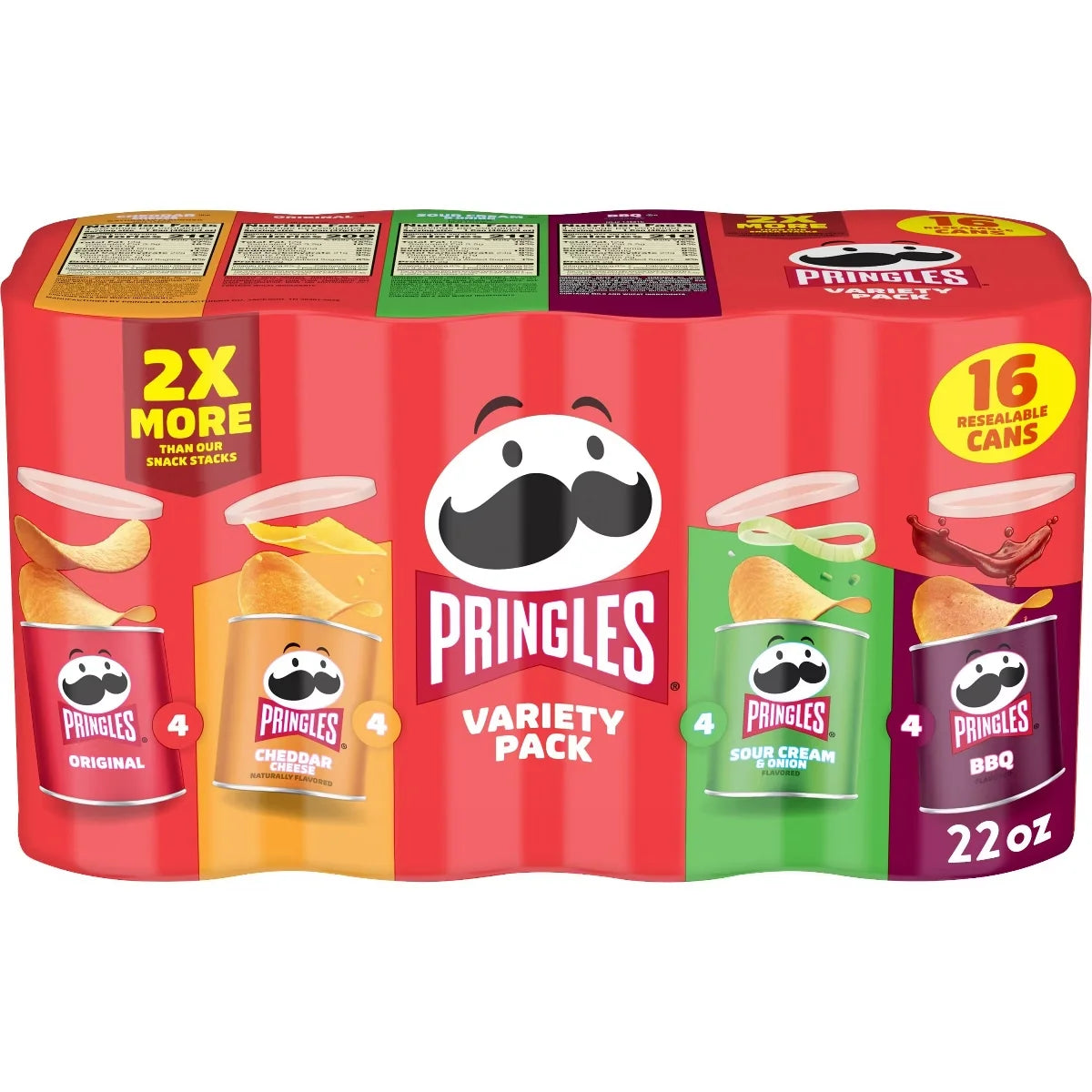 Pringles Grab And Go Variety Pack - 22oz/16ct: Original, Cheddar, Barbecue, Sour Cream