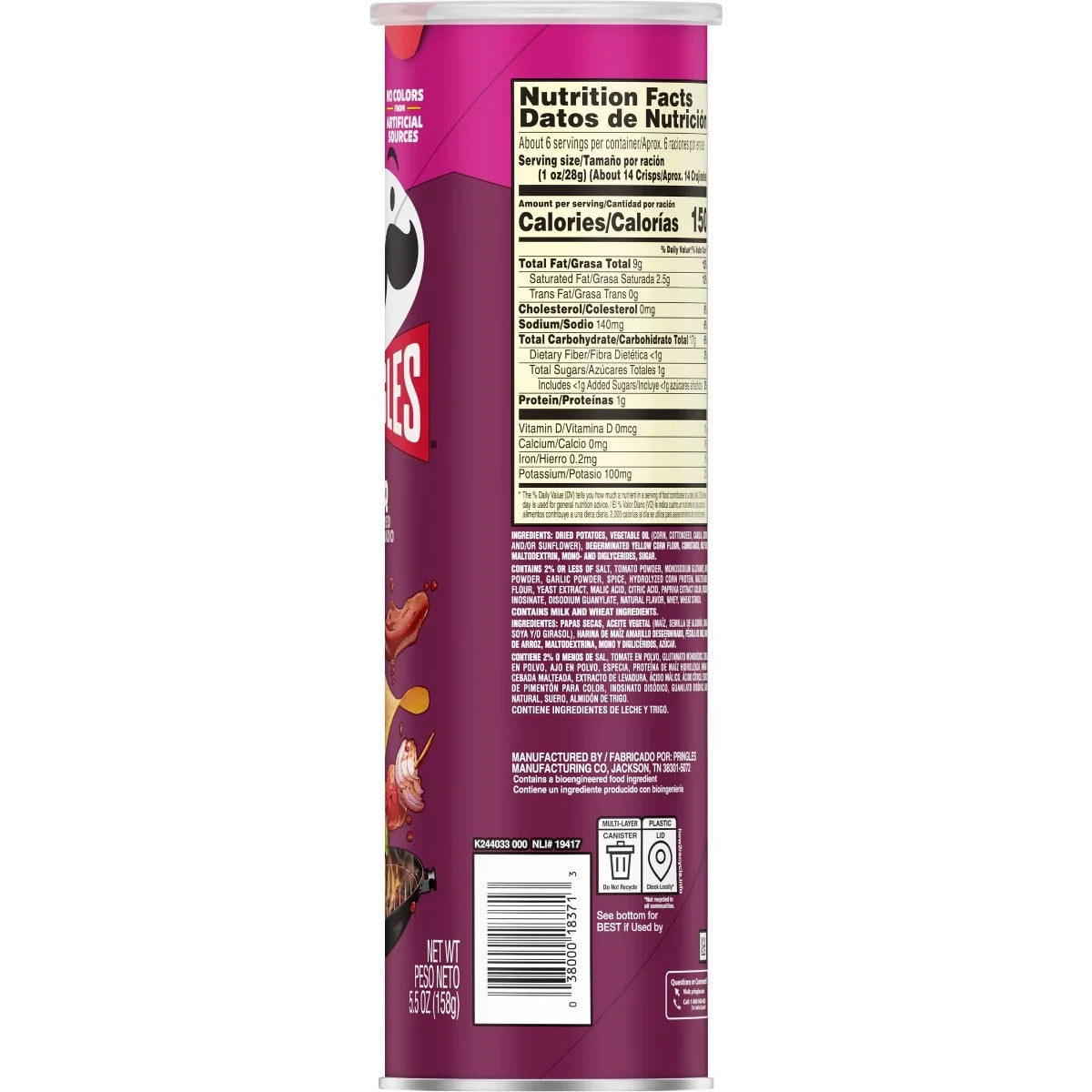 Pringles Snack Stacks BBQ Flavored Potato Crisps Chips - 5.5oz