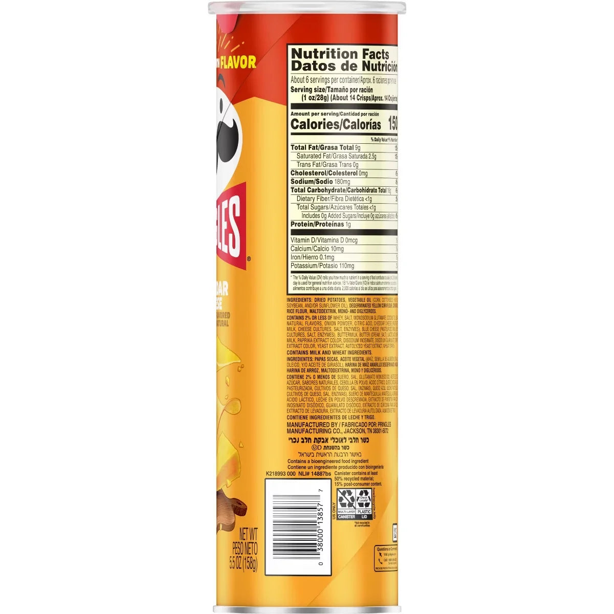 Pringles Cheddar Cheese Potato Crisps Chips - 5.5oz